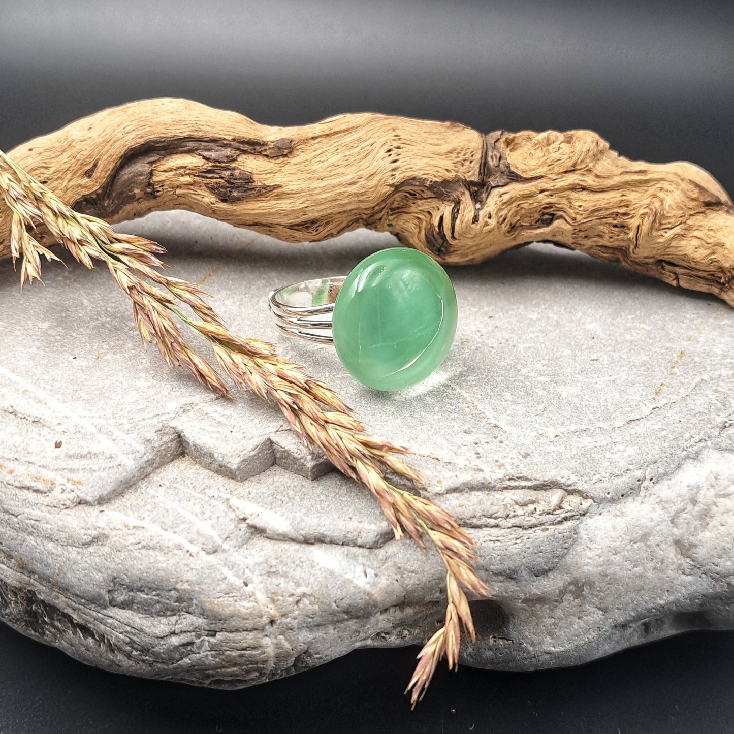 Bague en verre Chakra du Coeur