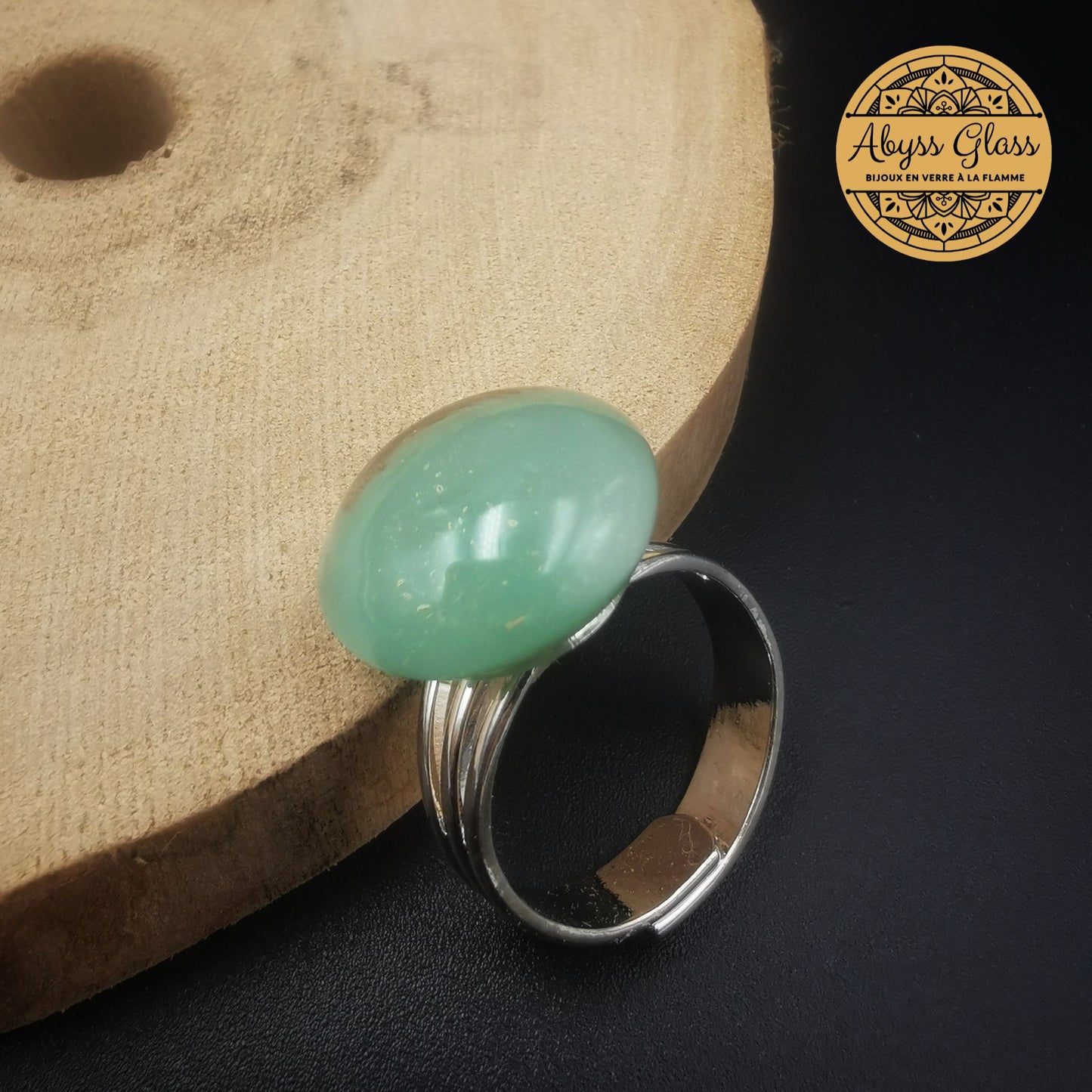 Bague en verre Chakra du Coeur