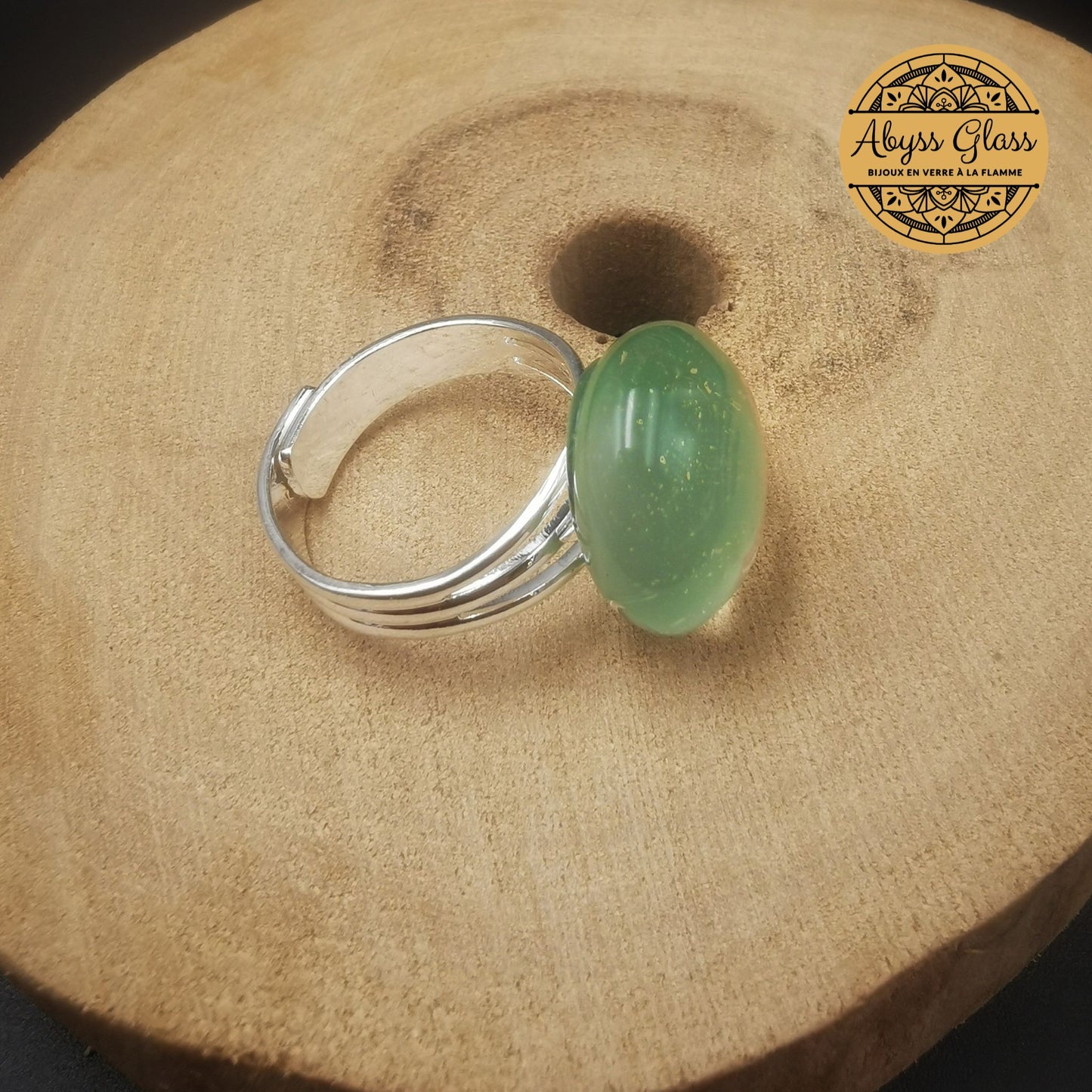 Bague en verre Chakra du Coeur