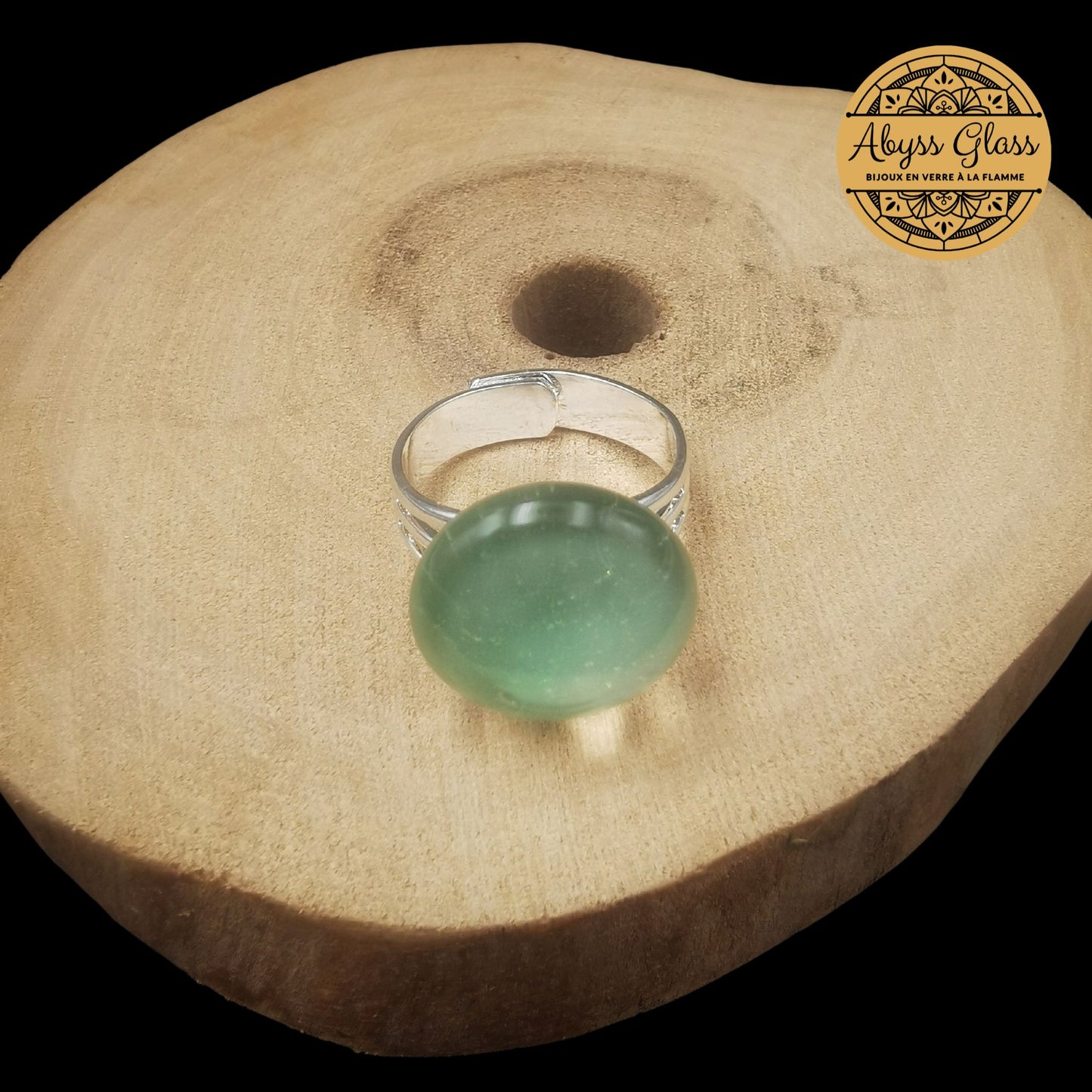 Bague en verre Chakra du Coeur
