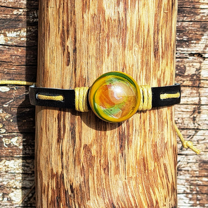 Bracelet ajustable en verre fabriqué à la main "Printemps"