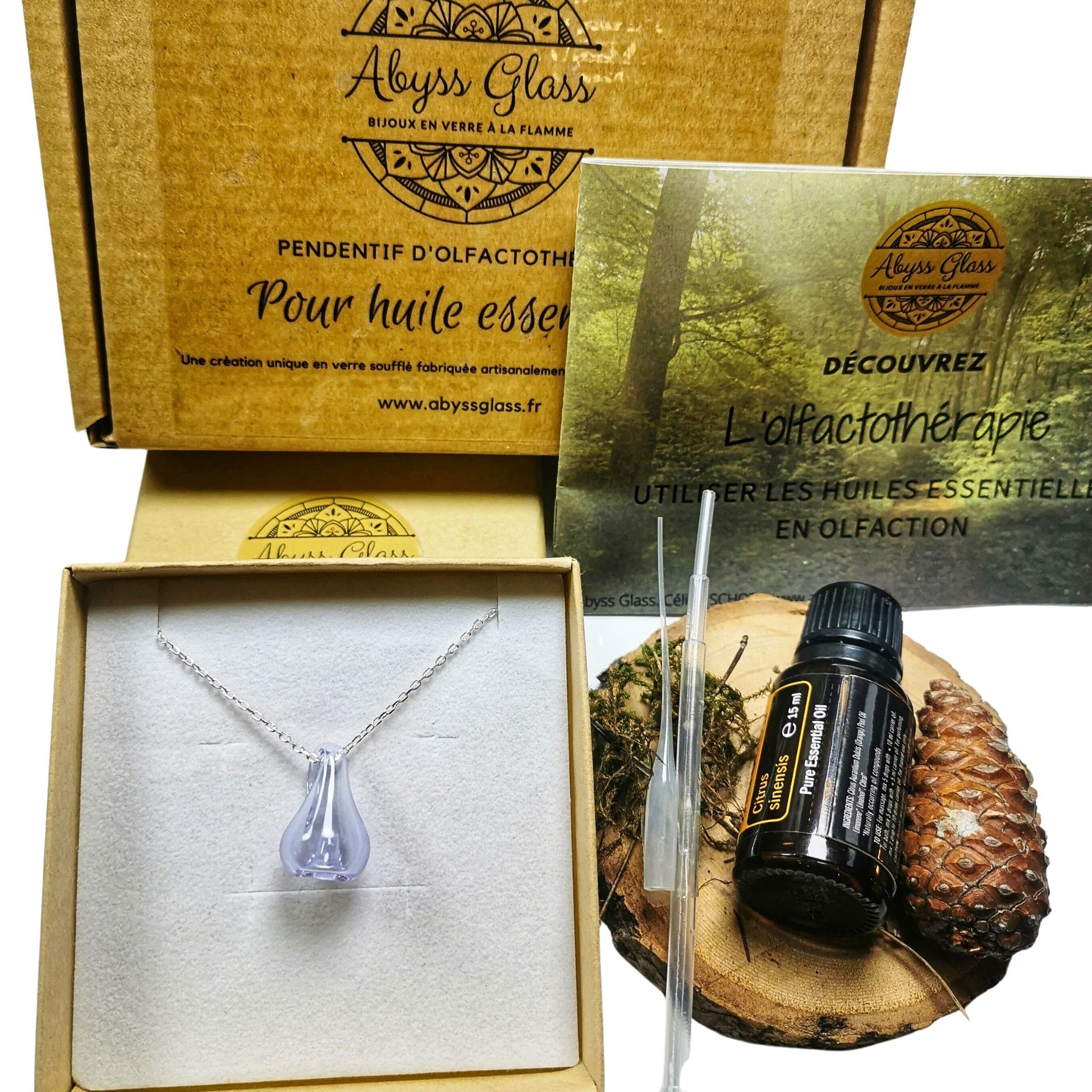 pendentif d'olfactothérapie violine Abyss Glass