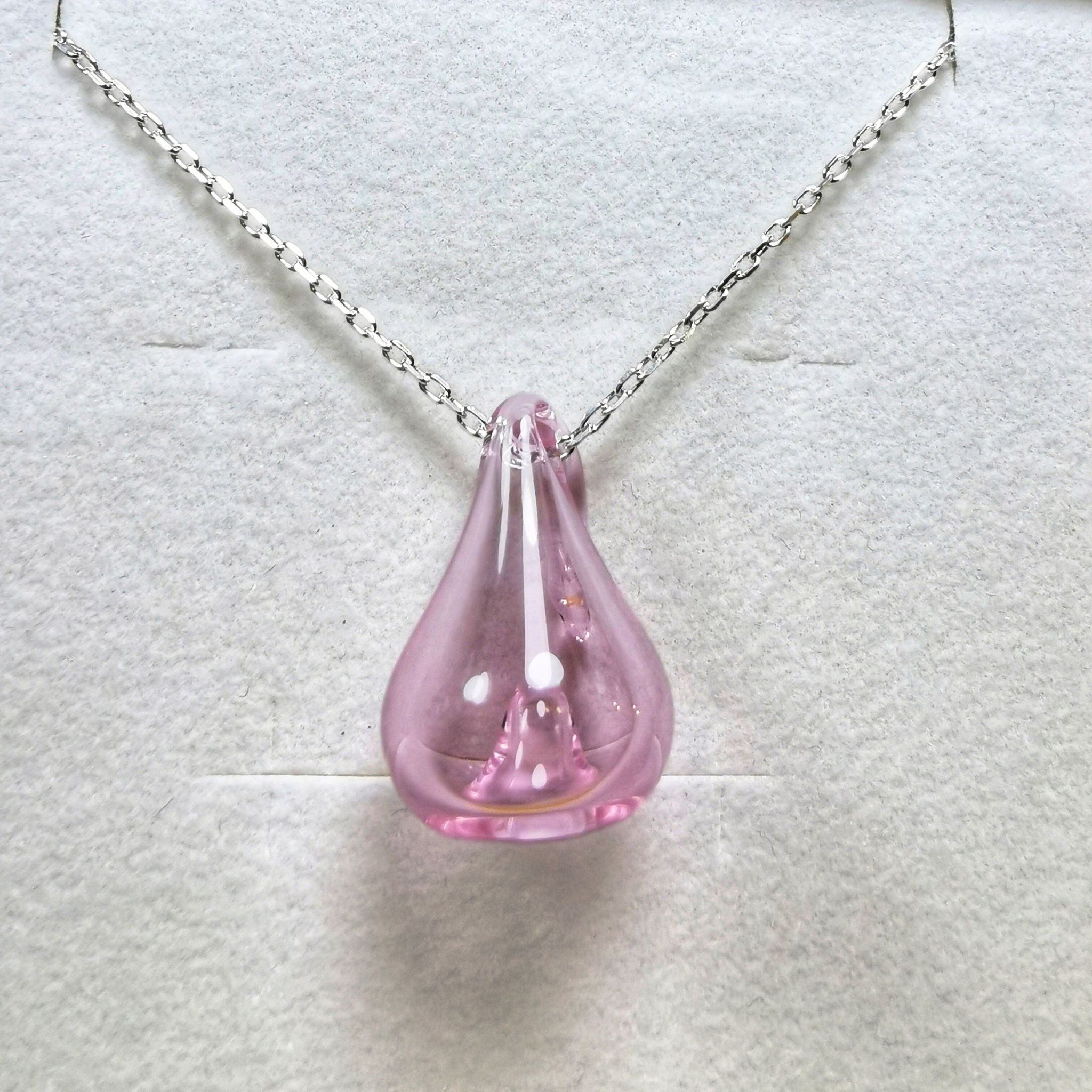 Pendentif d'olfactothérapie Abyss Glass en verre soufflé rose, fait main en France